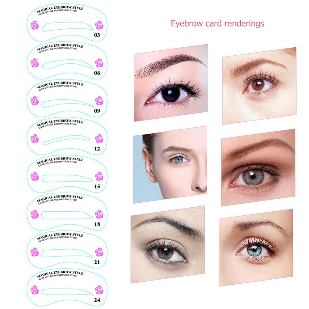 24 PCS Eyebrow Shaping Stencils Kit