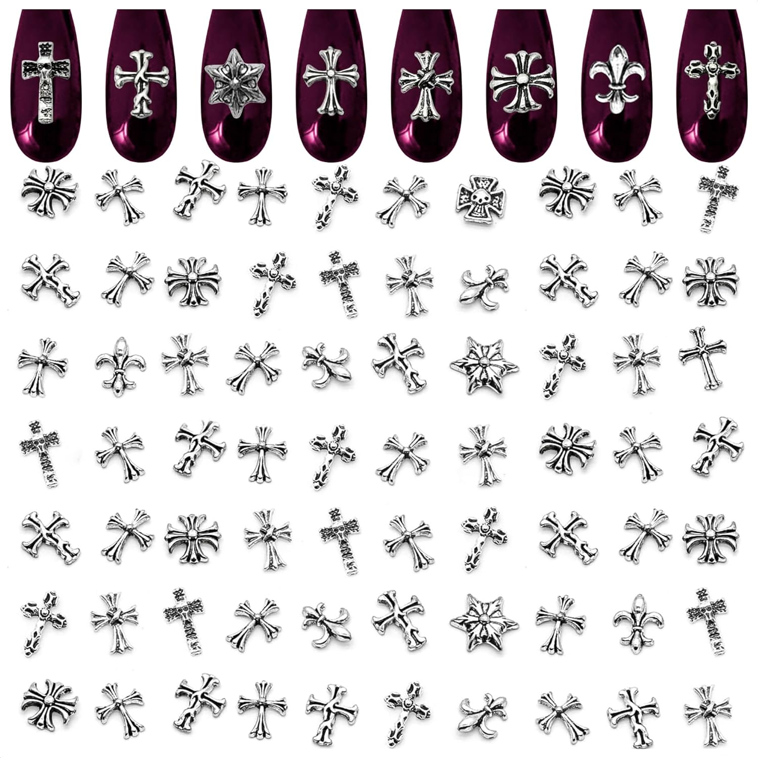 100Pcs Cross Metal Nail Charms